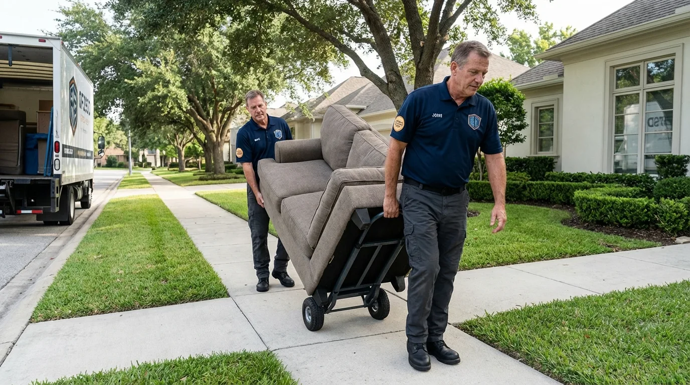Local residential moving crew loading furniture in Rockville, IN